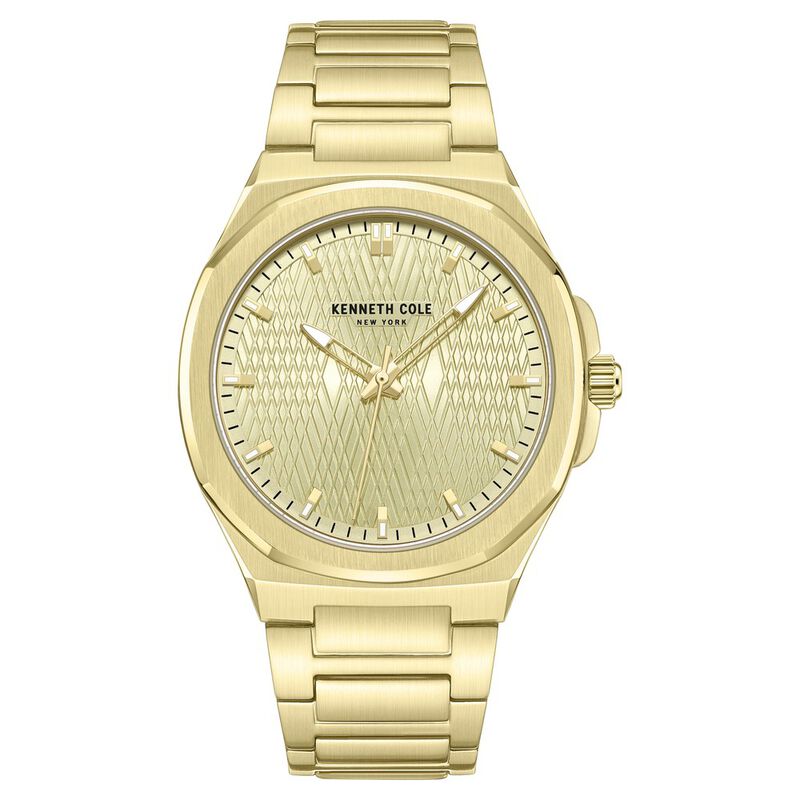 Kenneth Cole Quartz Analog Golden Dial Stainless Steel Strap Watch For Men