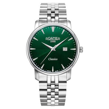 Roamer Classico Gents Quartz Analog with Date Green Dial Silver Stainless Steel Strap Watch For Men