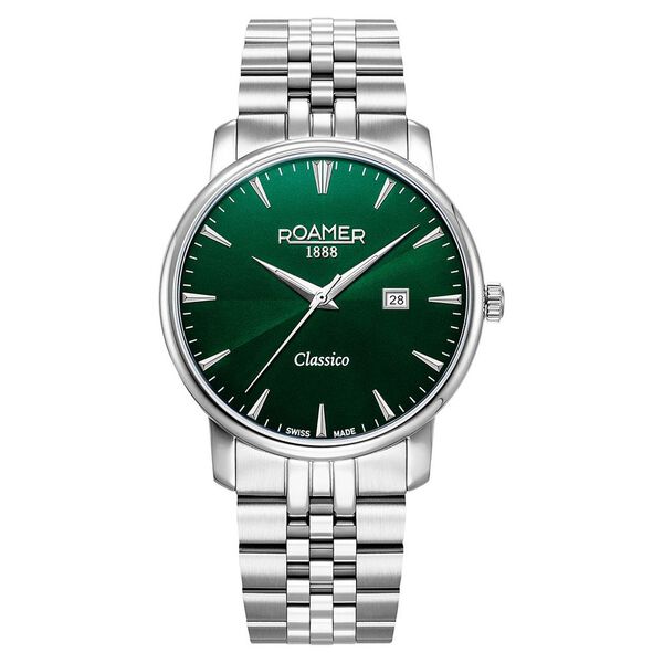 Roamer Classico Gents Quartz Analog with Date Green Dial Silver Stainless Steel Strap Watch For Men - image number 0
