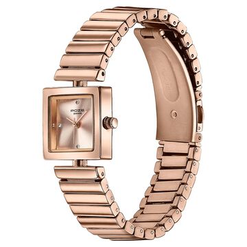 Sonata Poze Quartz Analog Pink Dial Rose Gold Metal Strap Watch For Women