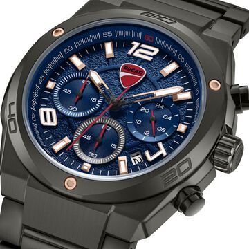 Ducati Quartz Chronograph Blue Dial Grey Stainless Steel Strap Watch For Men