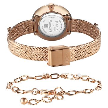 Titan Raga Memoirs Quartz Analog Mother Of Pearl Dial With Rose Gold Metal Strap Watch For Women
