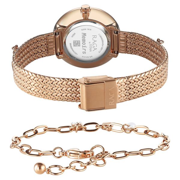 Titan Raga Memoirs Quartz Analog Mother Of Pearl Dial With Rose Gold Metal Strap Watch For Women - image number 4
