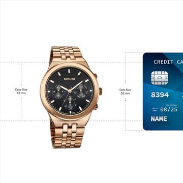 Sonata Eternia Quartz Multifunction Black Dial Metal Strap Watch For Men