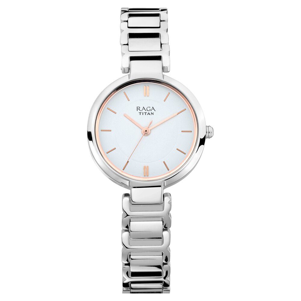 Titan raga analog white dial women's watch sales