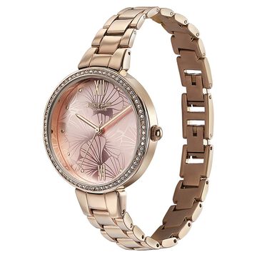 Sonata Poze Quartz Analog Pink Dial Metal Strap Watch for Women