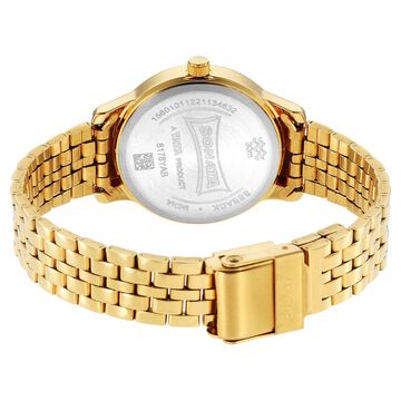 Sonata Classic Gold Black Dial Metal Strap Watch for Women