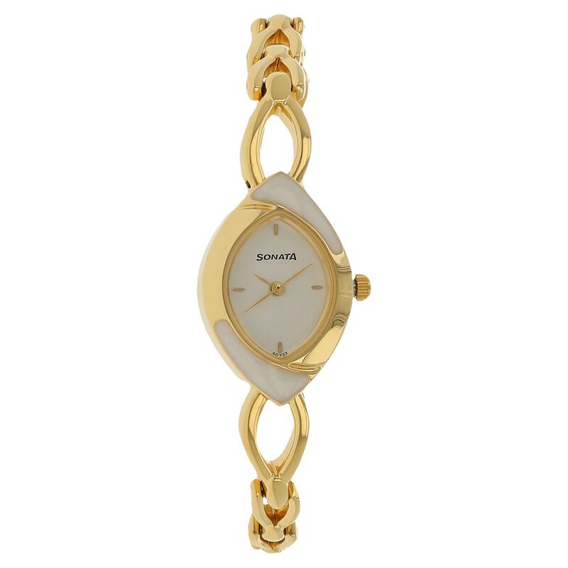 Sonata Quartz Analog White Dial Metal Strap Watch for Women - image number 0
