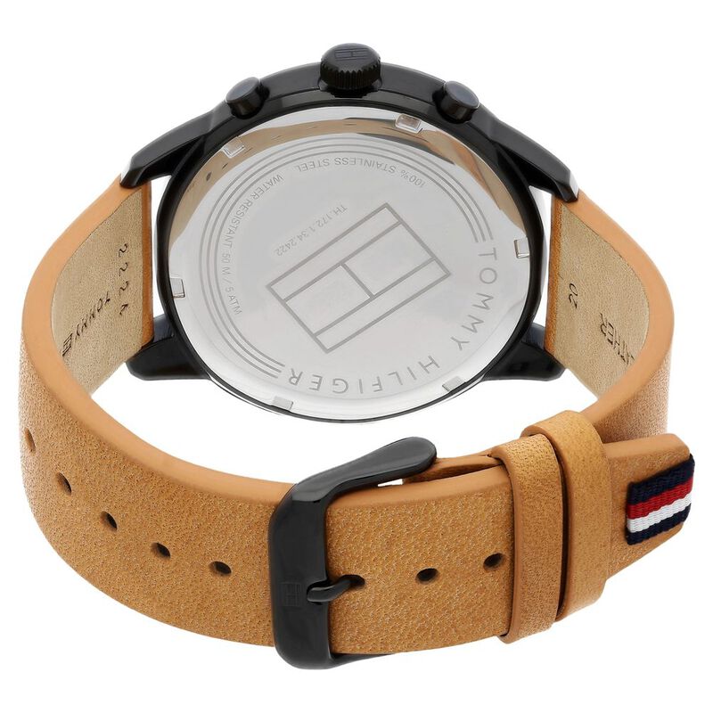 Tommy Hilfiger Quartz Multifunction Black Dial Leather Strap Watch for Men - image number 4
