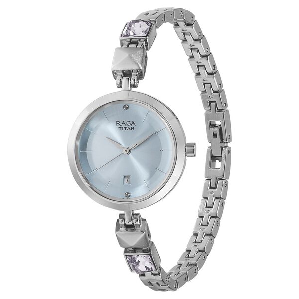 Titan Raga Viva Blue Dial Analog with Date Metal Strap watch for Women - image number 2