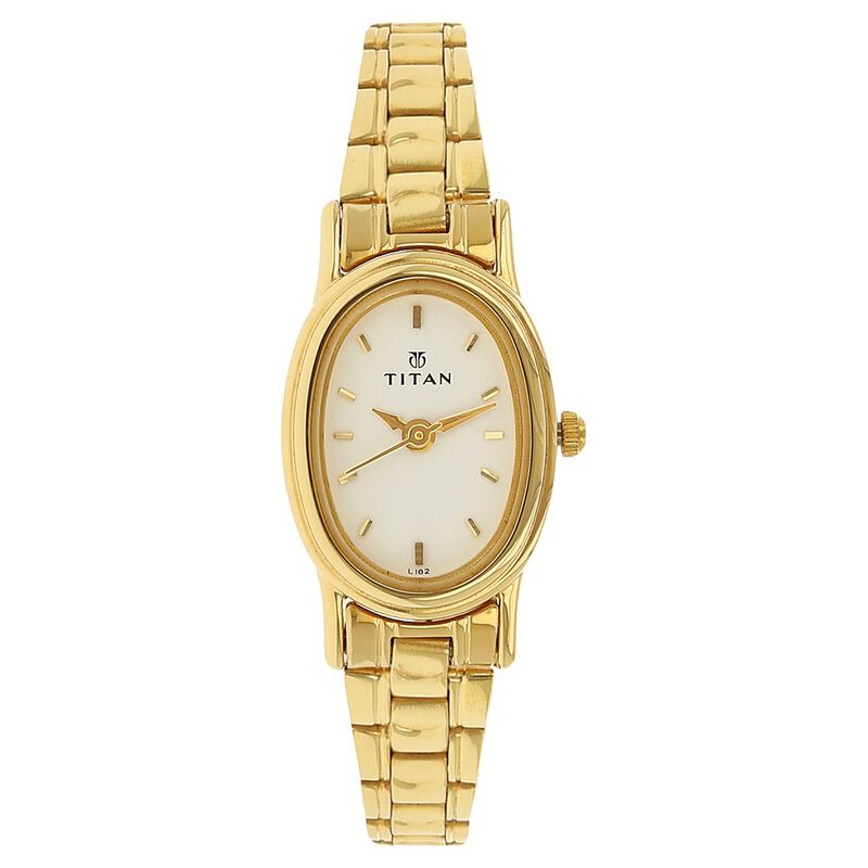 Titan Quartz Analog White Dial Stainless Steel Strap Watch for Women