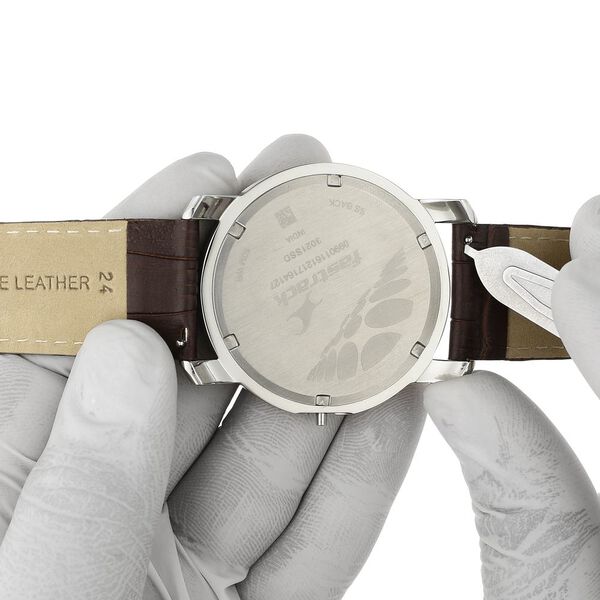 24 mm Brown Genuine Leather Strap for Men - image number 6