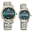 Sonata Perfect Pairs Quartz Analog Teal Dial Two Toned Metal Strap Watch For Couple - image number 0