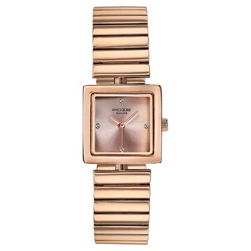 Sonata Poze Quartz Analog Pink Dial Rose Gold Metal Strap Watch For Women