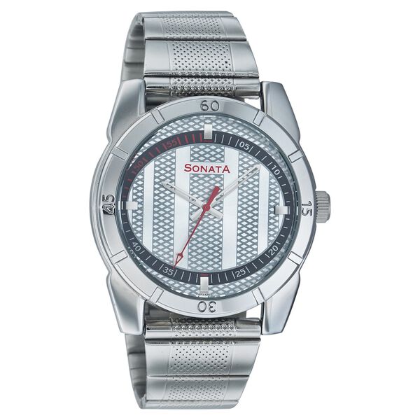 Sonata Quartz Analog Silver Dial Strap Watch for Men - image number 0