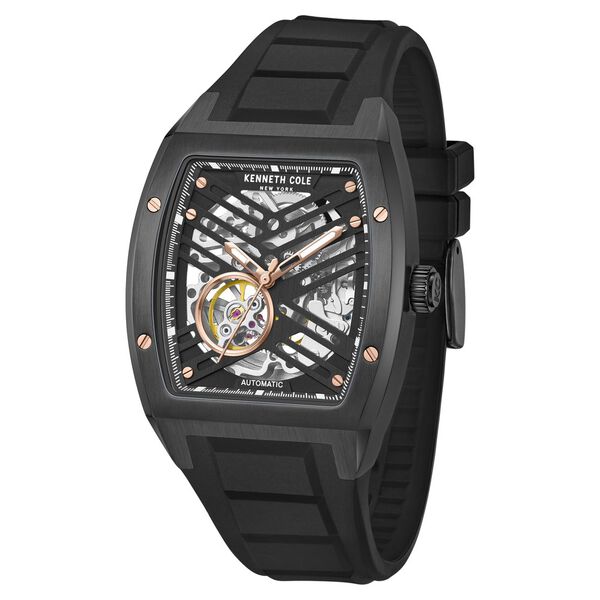 Kenneth Cole Automatic Black Dial With Black Silicone Strap Watch For Men - image number 1