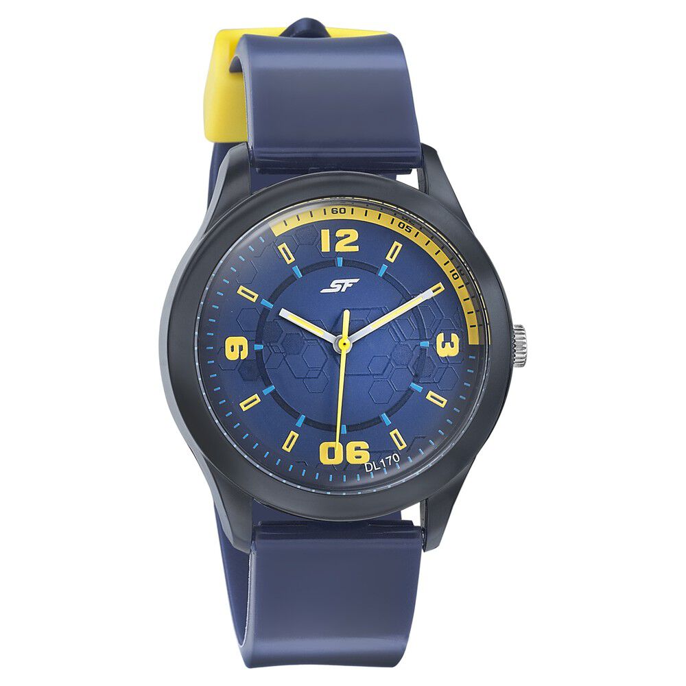 SF Quartz Analog Blue Dial PU Strap Watch for Men-picture-29