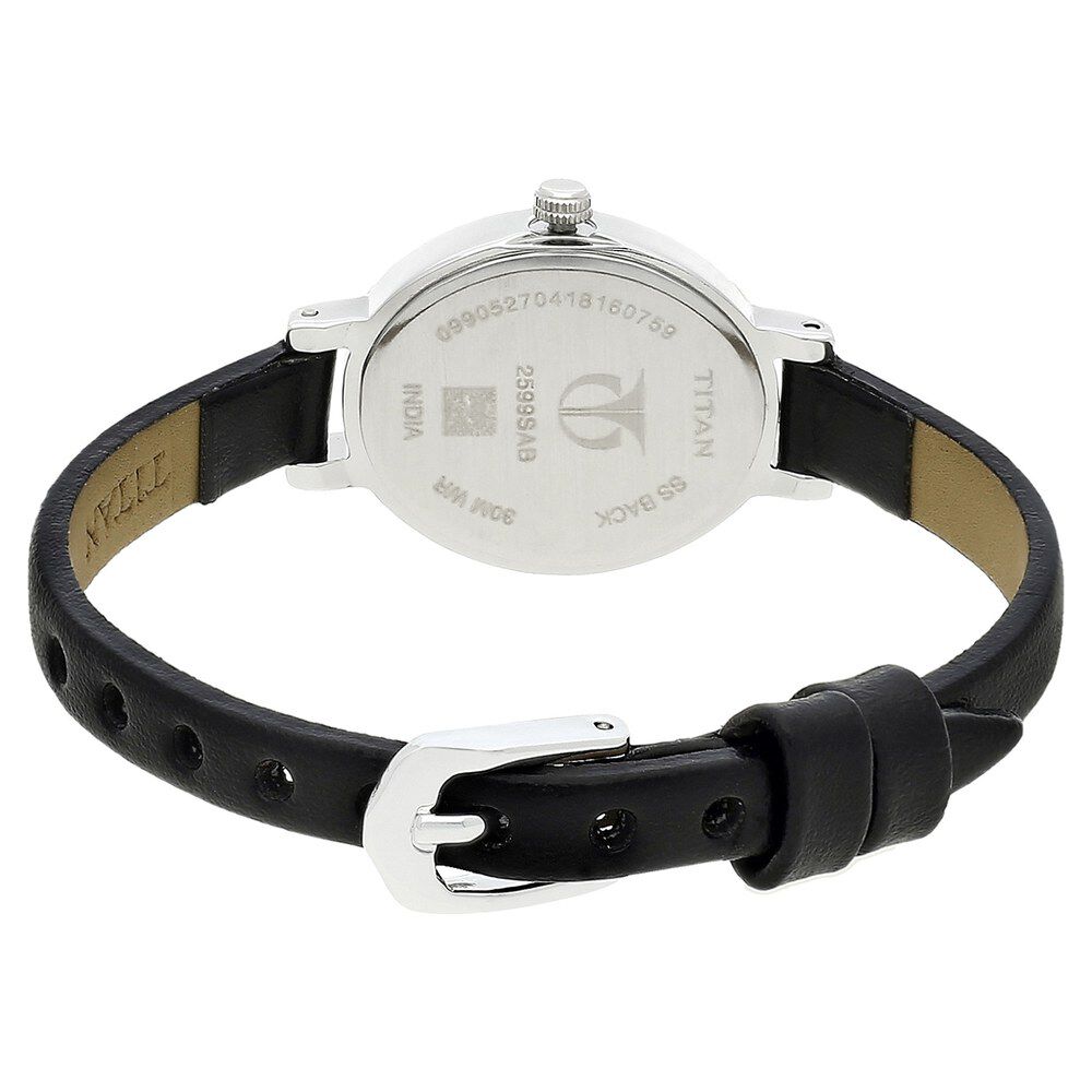 Buy Online Titan Quartz Analog Black Dial Leather Strap Watch for