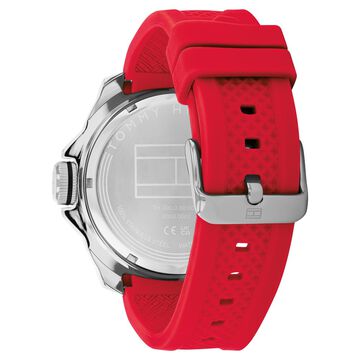Tommy Hilfiger Quartz Analog with Date Grey Dial Red Silicone Strap Watch for Men