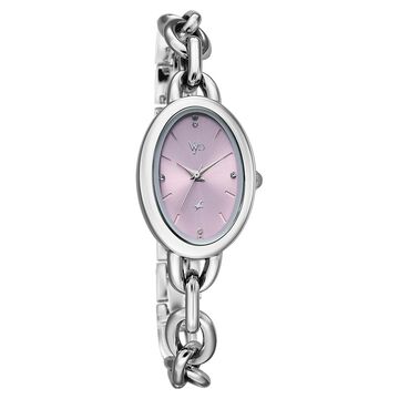 Vyb Manifester By Fastrack Quartz Analog Purple Dial Silver Metal Strap Watch For Girls