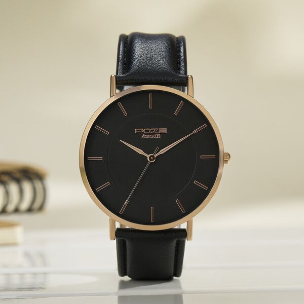 Sonata Poze Quartz Analog Black Round Dial Black Leather Strap Watch For Men - image number 0