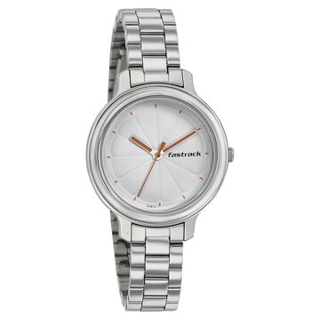 Fastrack Quartz Analog White Dial Stainless Steel Strap Watch for Girls