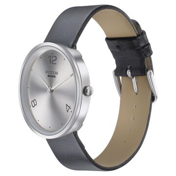 Sonata Poze Quartz Analog Silver Dial Leather Strap Watch for Men
