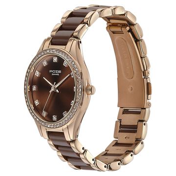 Sonata Poze Quartz Analog Brown Dial Metal & Plastic Strap Watch for Women