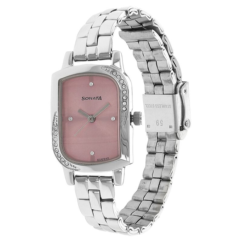 Sonata Quartz Analog Pink Dial Stainless Steel Strap Watch for Women - image number 1