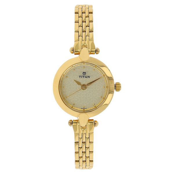 Titan Quartz Analog Champagne Dial Stainless Steel Strap Watch for Women - image number 0
