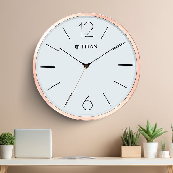 Titan Metallic Wall Clock White Dial Silent Sweep Technology with size 30 cm x 30 cm (Medium) - image number 0