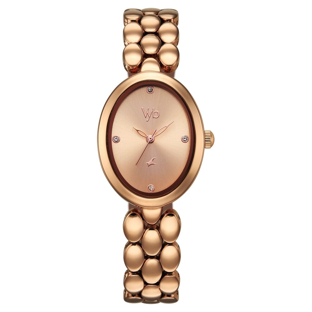 Vyb Enigma By Fastrack Quartz Analog Rose Gold Dial Rose Gold Metal Strap Watch For Girls-image-48