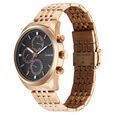 Sonata Magna Quartz Multifunction Black Dial Rose Gold Stainless Steel Strap Watch For Men - image number 2