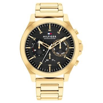 Tommy Hilfiger Black Dial Golden Colour Stainless Steel Strap Watch for Men