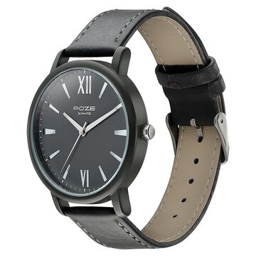Sonata Poze Quartz Analog Black Dial Leather Strap Watch for Men