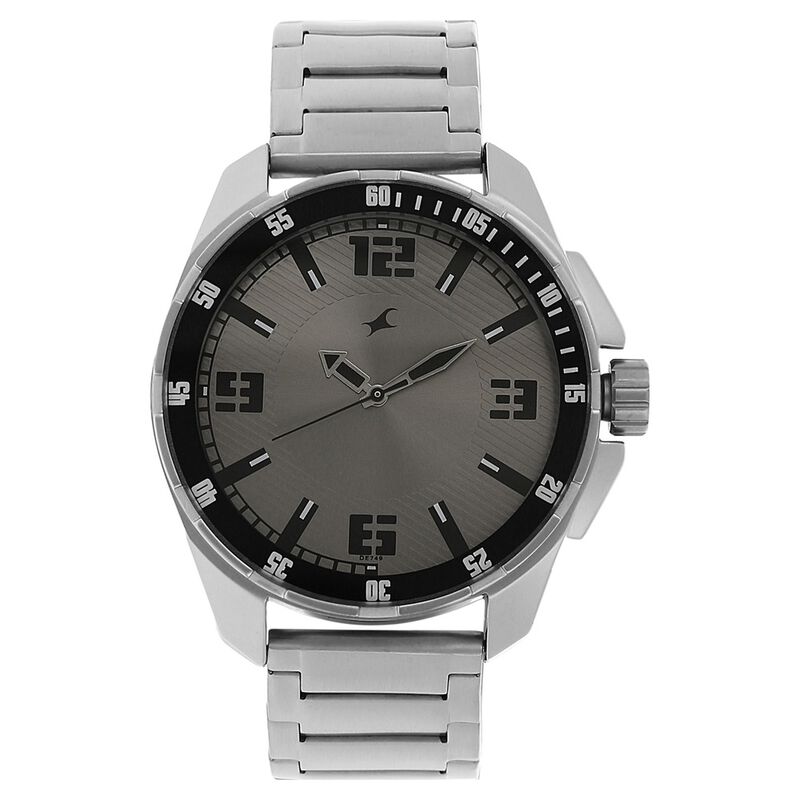 Fastrack Quartz Analog Grey Dial Metal Strap Watch for Guys