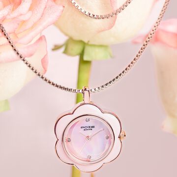 Sonata Poze Quartz Analog Pink Dial Rose Gold Colour Metal Strap Watch For Women