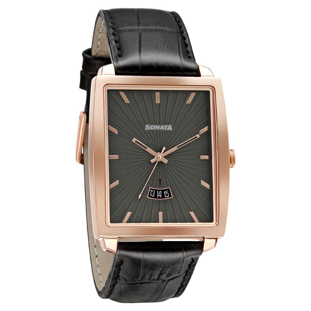 Buy Online Sonata Quartz Analog Leather Strap Watch for Men