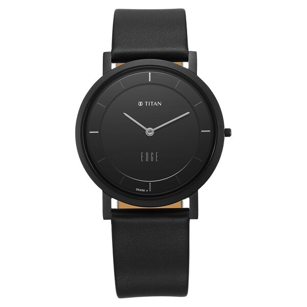 Titan Edge Black Dial Quartz Leather Strap Watch for Men - image number 0