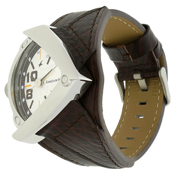 Fastrack Quartz Analog White Dial Leather Strap Watch for Guys - image number 1