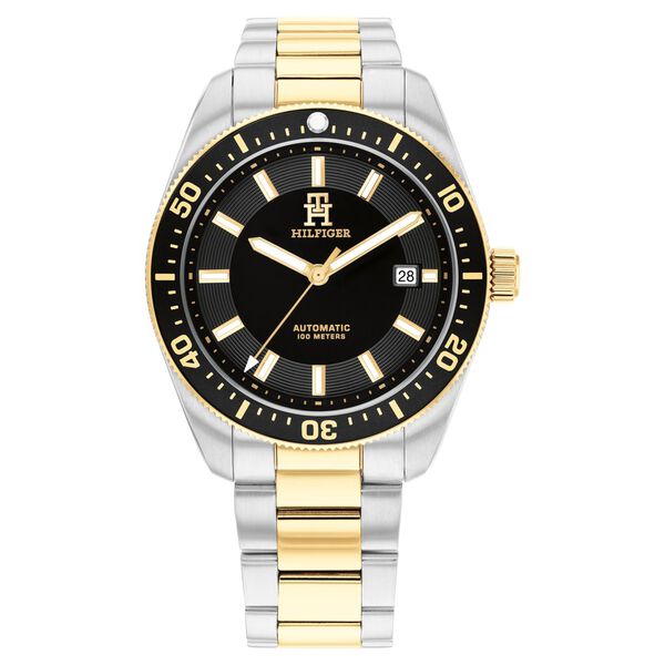 Tommy Hilfiger Automatic Black Dial Two Toned Color Stainless Steel Strap Watch For Men - image number 0