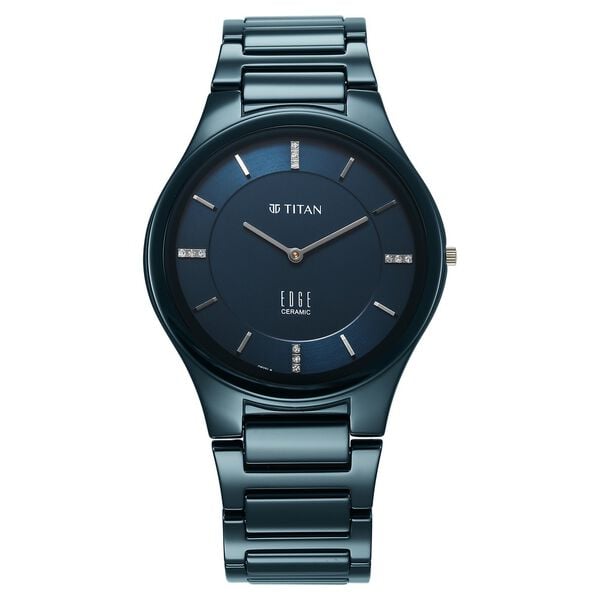 Titan Edge Ceramic Quartz in Atlantic Blue Dial with Diamonds Watch for Men - image number 0