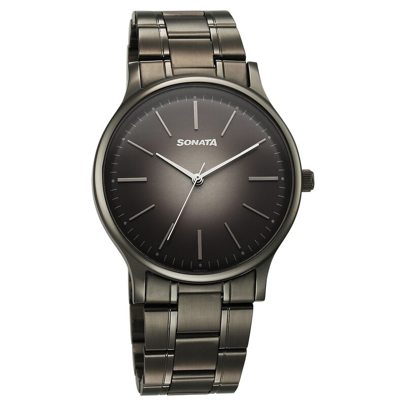 Sonata Aspire Quartz Analog Grey Dial Stainless Steel Strap Watch For Men