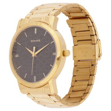 Sonata Quartz Analog Black Dial Stainless Steel Strap Watch for Men