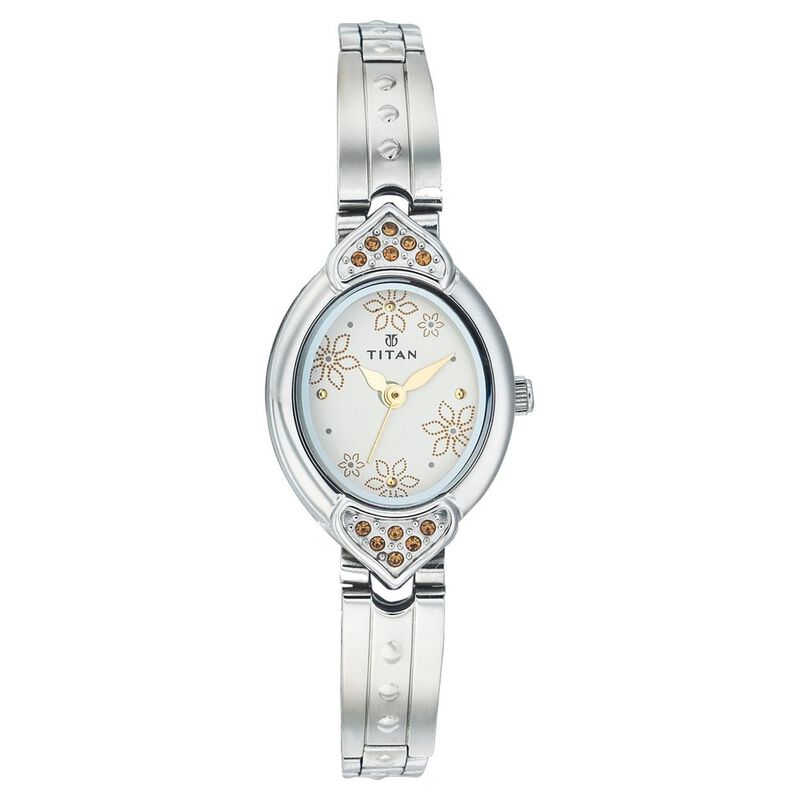 Titan Quartz Analog Silver Dial Watch for Women