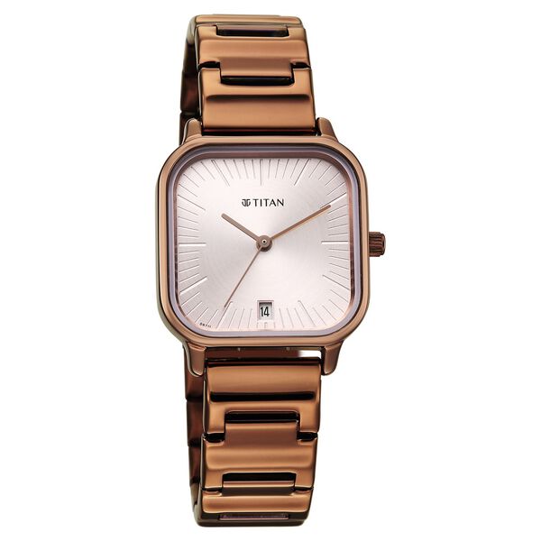Titan Neo Quartz Analog with Date Grey Dial Brown Metal Strap Watch For Women - image number 1