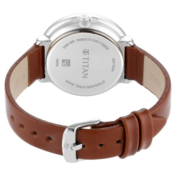 Titan Women's Svelte White: Multi-Function Watch Leather Strap - image number 4