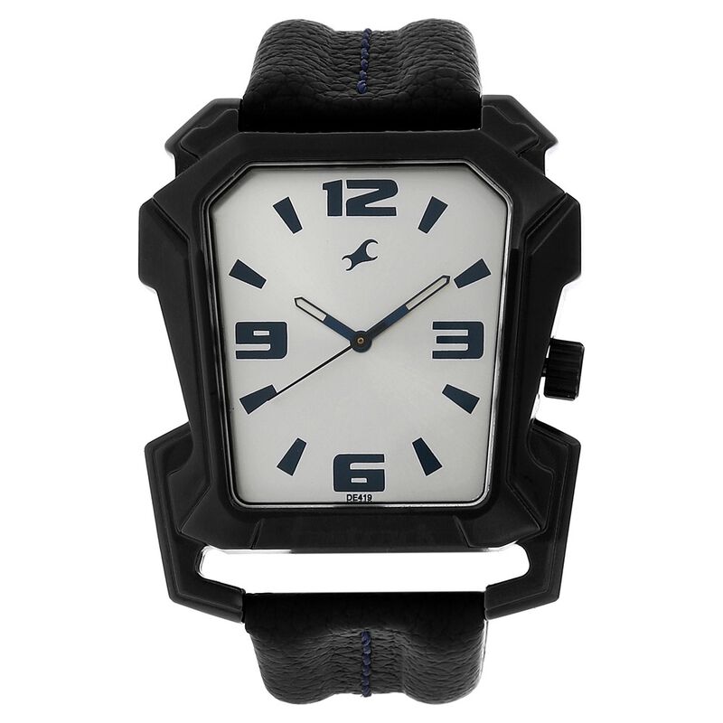 Fastrack Quartz Analog White Dial Leather Strap Watch for Guys