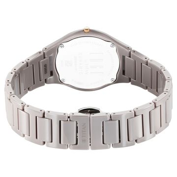 Titan Edge Ceramic Quartz Analog Grey Dial Ceramic Strap Watch For Women