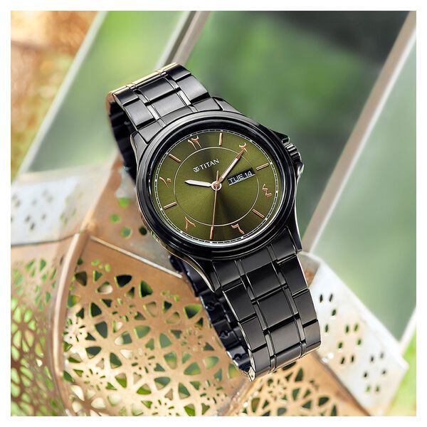 Titan Marhaba Green Dial Analog Stainless Steel Strap Watch for Men - image number 1